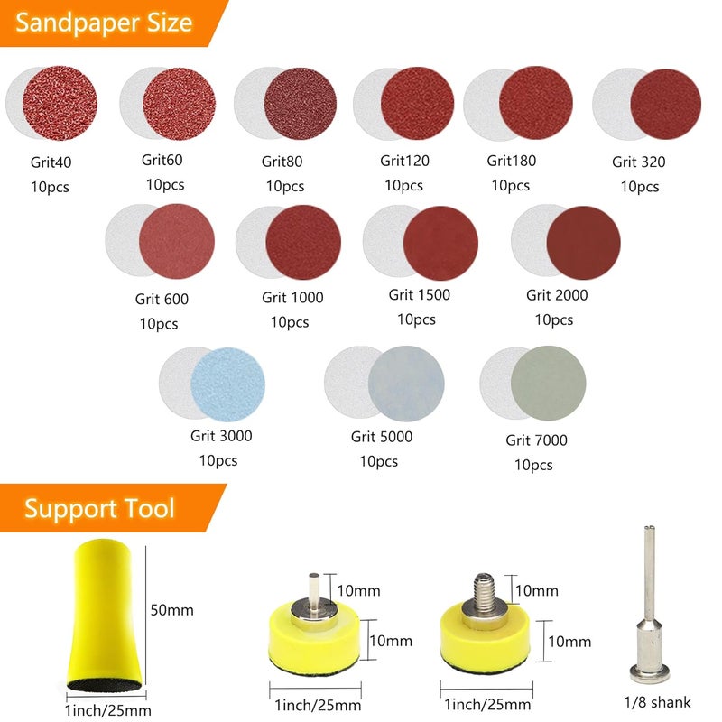 CTPICXM 149pcs 1inch Sandpaper 40-7000grit Sanding Disc with Polishing Buffing Wheel Set Shank Backing Pad,Polishing Pads and Buffering Pad for Drill Grinder Rotary Tools, Wood Metal Jewelry - Image 2